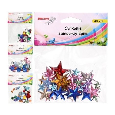 Cyrkonie samoprzylepne Brewis Mix, 40szt